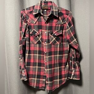 Authentic flannel pearl snap cowboy shirt in plaid